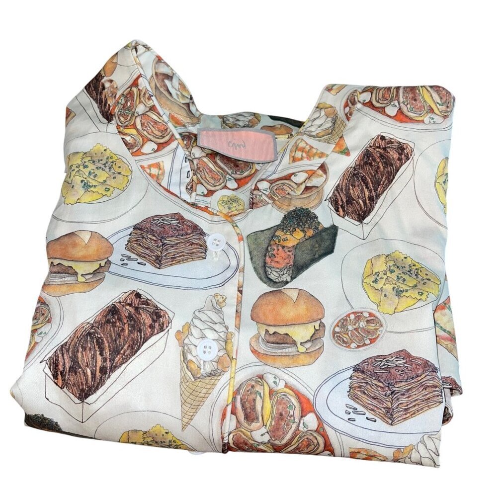 Cjw Womens Pajama Top Size 3XL Multicolor The Carboholic NYC Bites Pure Cotton - Picture 3 of 14